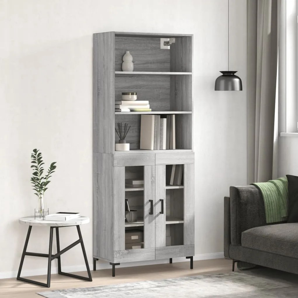 Credenza Grigio Sonoma 69,5x34x180 Cm İn Legno Multistrato /