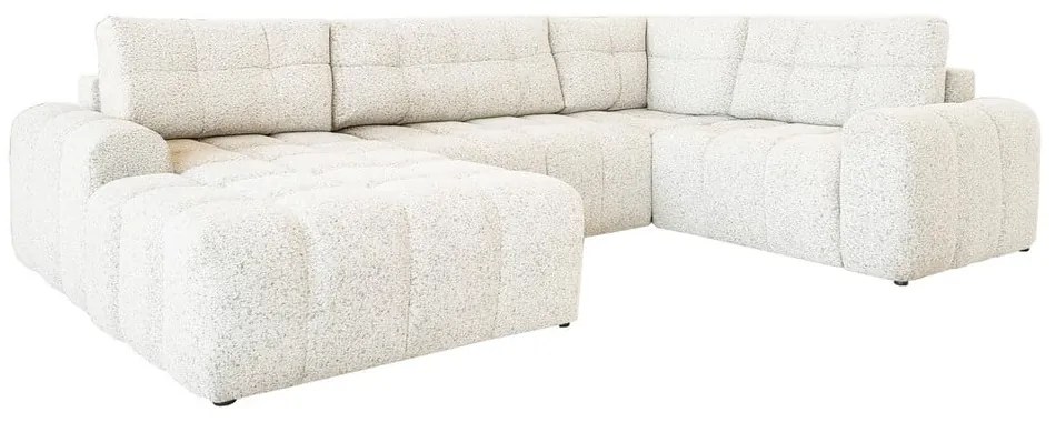 Divano angolare componibile color crema allungabile/con contenitore (con penisola a destra) Lulu – Miuform