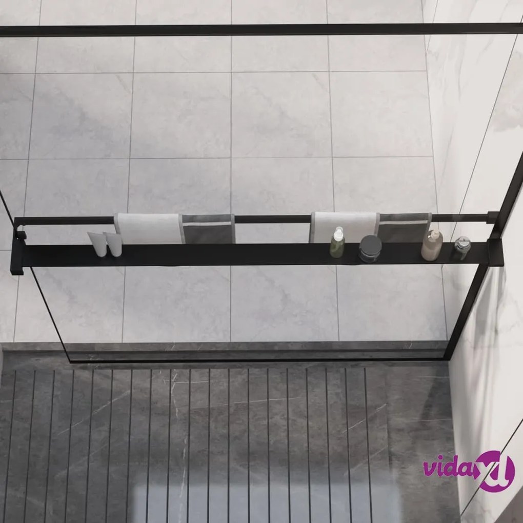 vidaXL Mensola Doccia a Parete per Doccia Walk-in Nera 115cm Alluminio