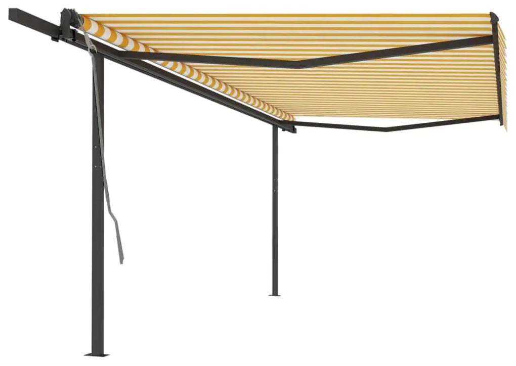Tenda da Sole Retrattile Automatica Pali 5x3 m Gialla Bianca