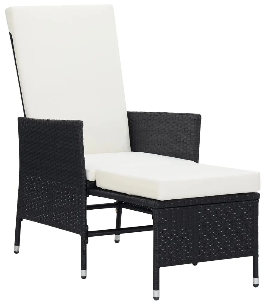 Set divani da giardino 3 pz con cuscini in polyrattan nero