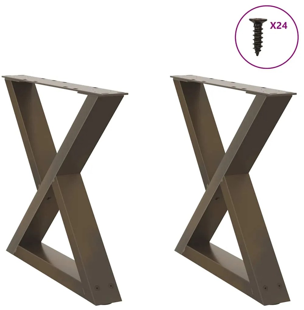Gambe Per Tavolino 2 Pz Naturale 50x(42-43,3) Cm İn Acciaio /