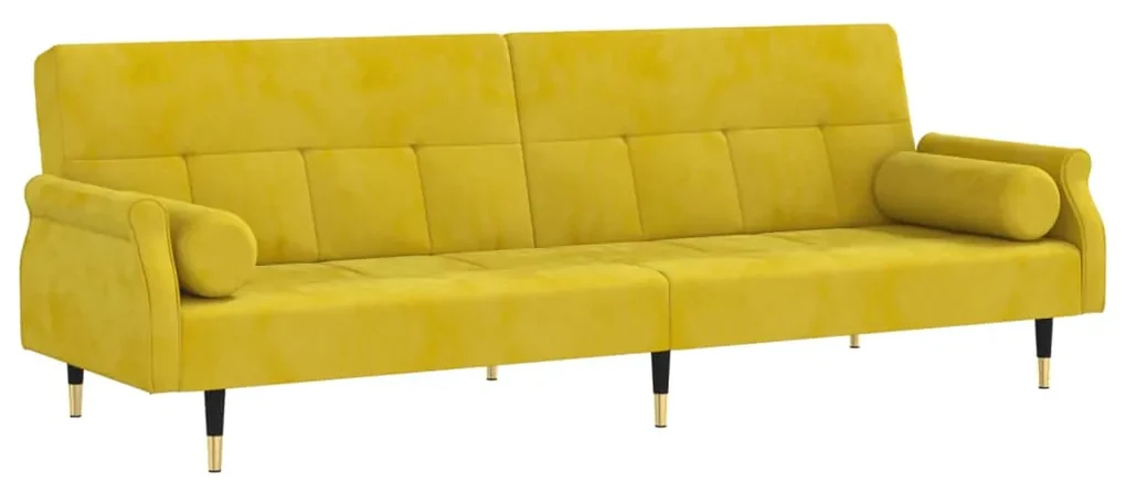 Divano letto con cuscini giallo in velluto