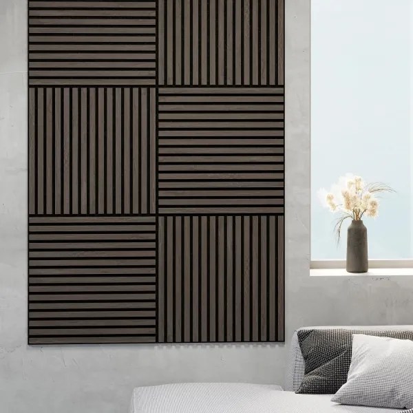 BATH DELUXE 54-060-08-84-12-SET 4x Pannello acustico a parete DANVIKEN 60x60 cm noce