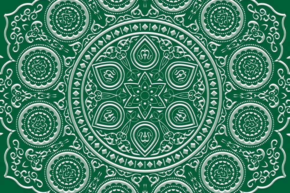 Carta da parati – Mandala etnica delicata in verde