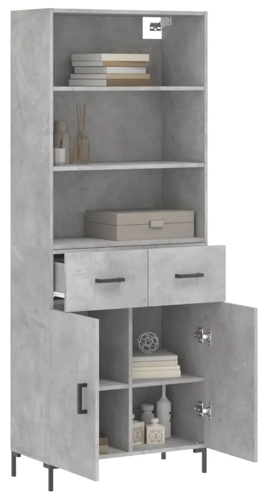 Credenza grigio cemento 69,5x34x180 cm in legno multistrato