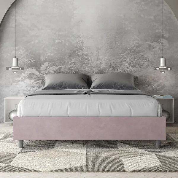 Letto contenitore da 160x190 in microfibra glicine Azelia