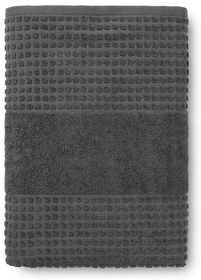 Asciugamano tipo terry grigio scuro in cotone organico 70x140 cm Check – JUNA