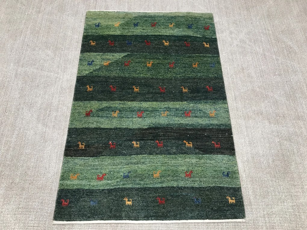 Gabbeh Tappeto persiano 100x150 Verde (Iran) Annodato A Mano