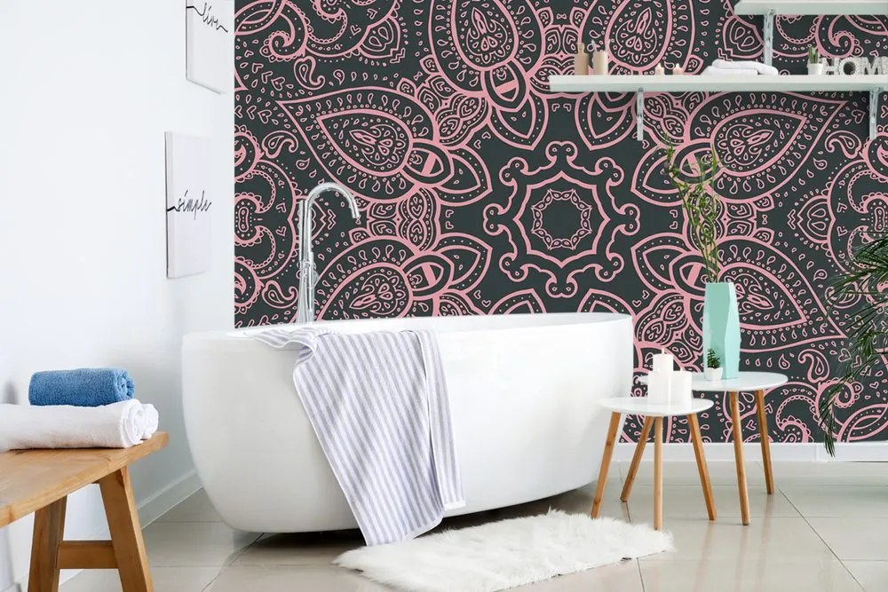 Carta da parati – Mandala con tocco indiano in rosa