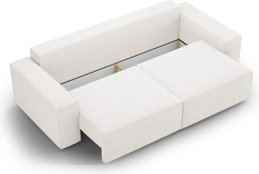 Divano letto bianco in tessuto bouclé 247 cm Jodie - Micadoni Home