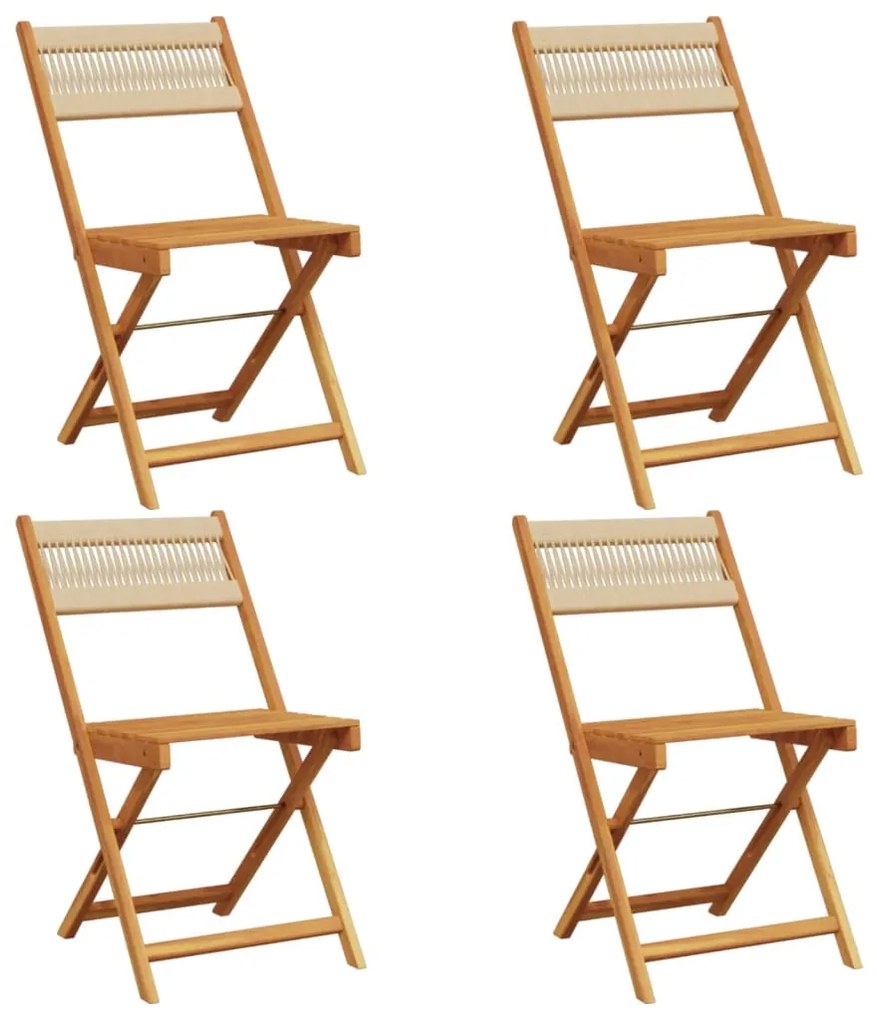 Sedie da giardino pieghevoli 4pz beige legno massello di acacia