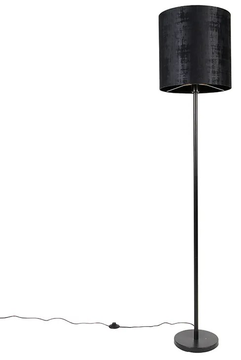 Lampada da terra moderna nera paralume nero 40 cm - SIMPLO