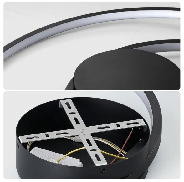 Brilagi- Plafoniera dimmerabile TWISTER LED/48W/230V Ø 50 cm nera + telecomando