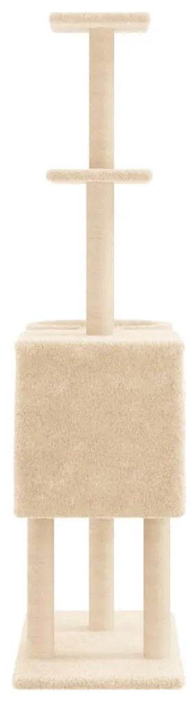 Albero per gatti con tiragraffi in sisal crema 145 cm