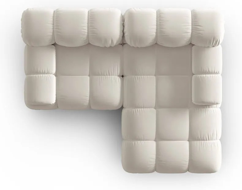 Divano angolare componibile beige (con penisola a destra) con rivestimento in velluto Bellis – Micadoni