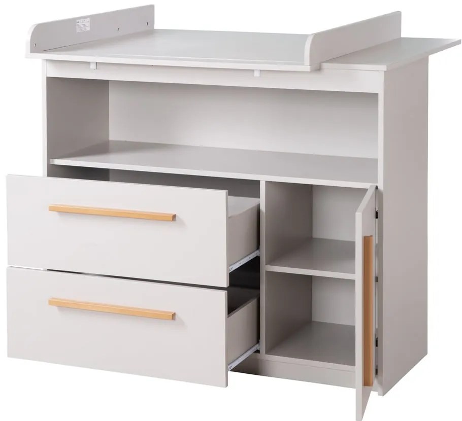 Cassettiera per bambini grigio chiaro con fasciatoio 107x98x75 cm Lea – Roba