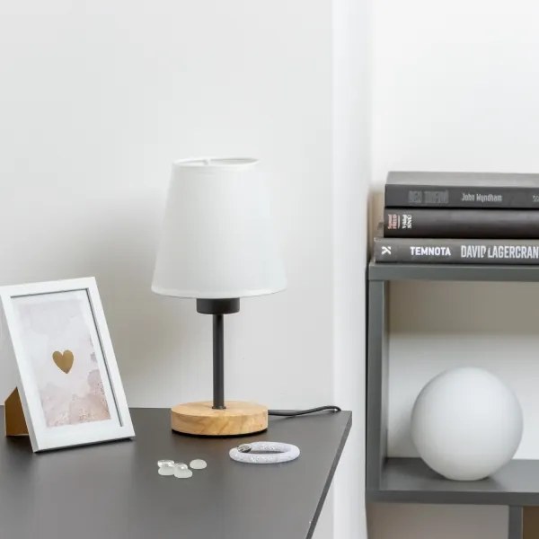 Brilagi - Lampada da tavolo NUBILA WOOD 1xE27/25W/230V quercia/bianco