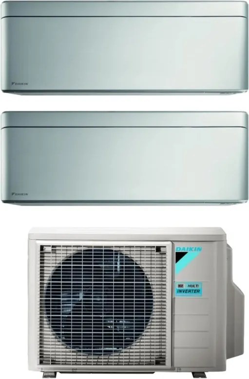 Daikin - Climatizzatore Condizionatore Bluevolution Dual Split Inverter serie stylish total silver 7+18 con 2MXM68N R-32 Wi-Fi Integrato 7000+18000