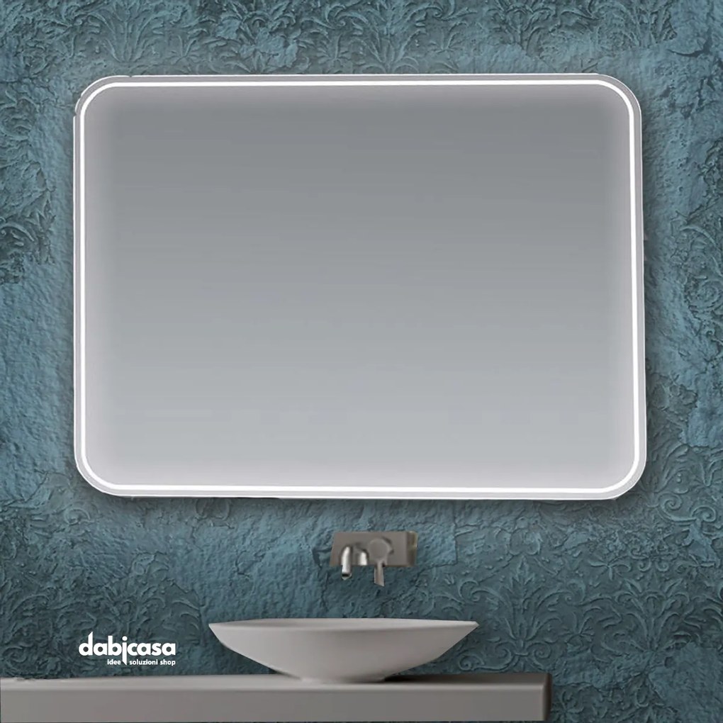 Specchio Linea "Virgo" Retroilluminato Stondato LED 70x90 cm Reversibile