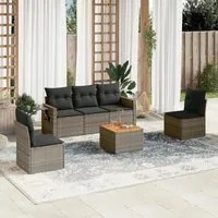 Set Divano da Giardino 6 pz con Cuscini Grigio in Polyrattan 3224506