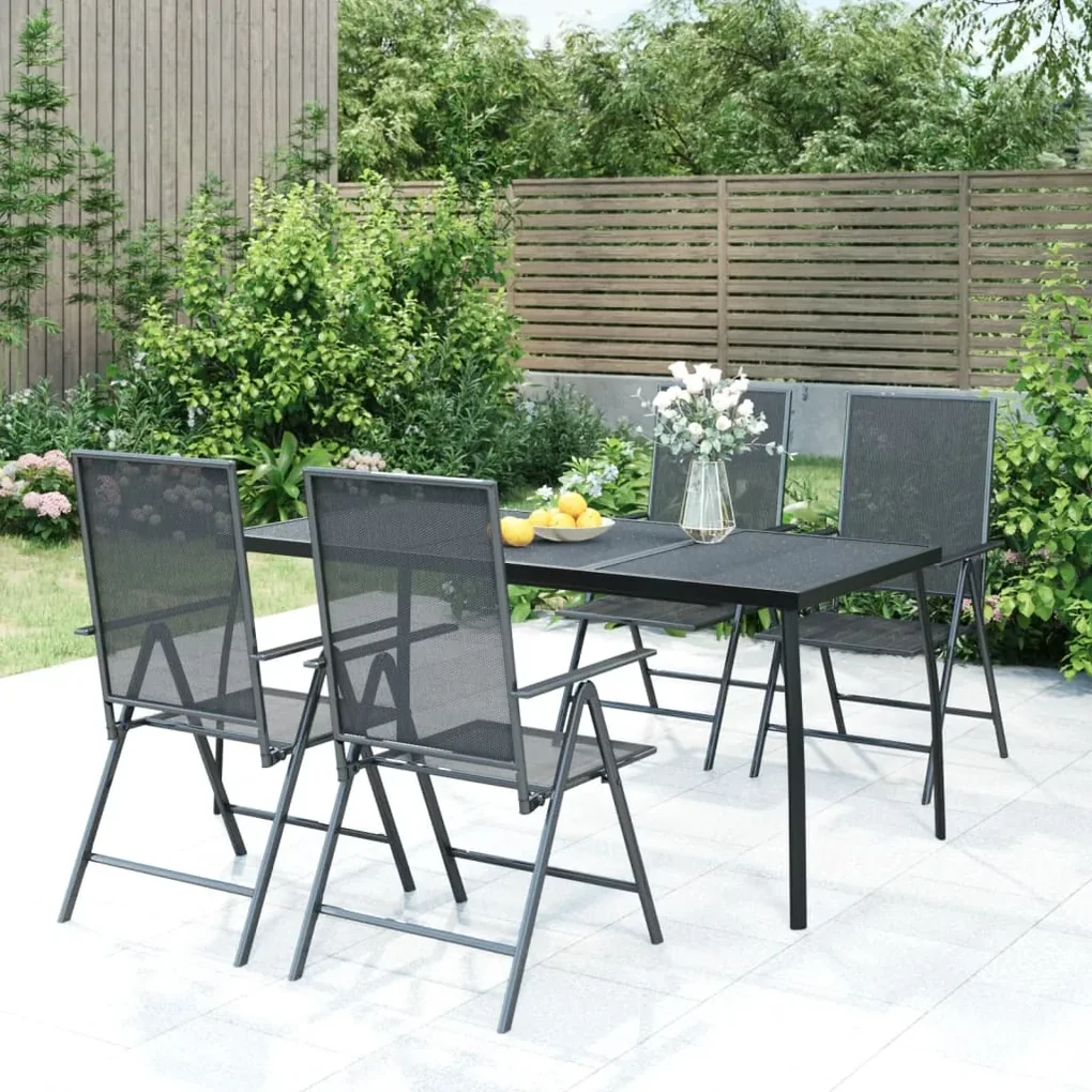 Set da pranzo da giardino 5 pz in acciaio antracite