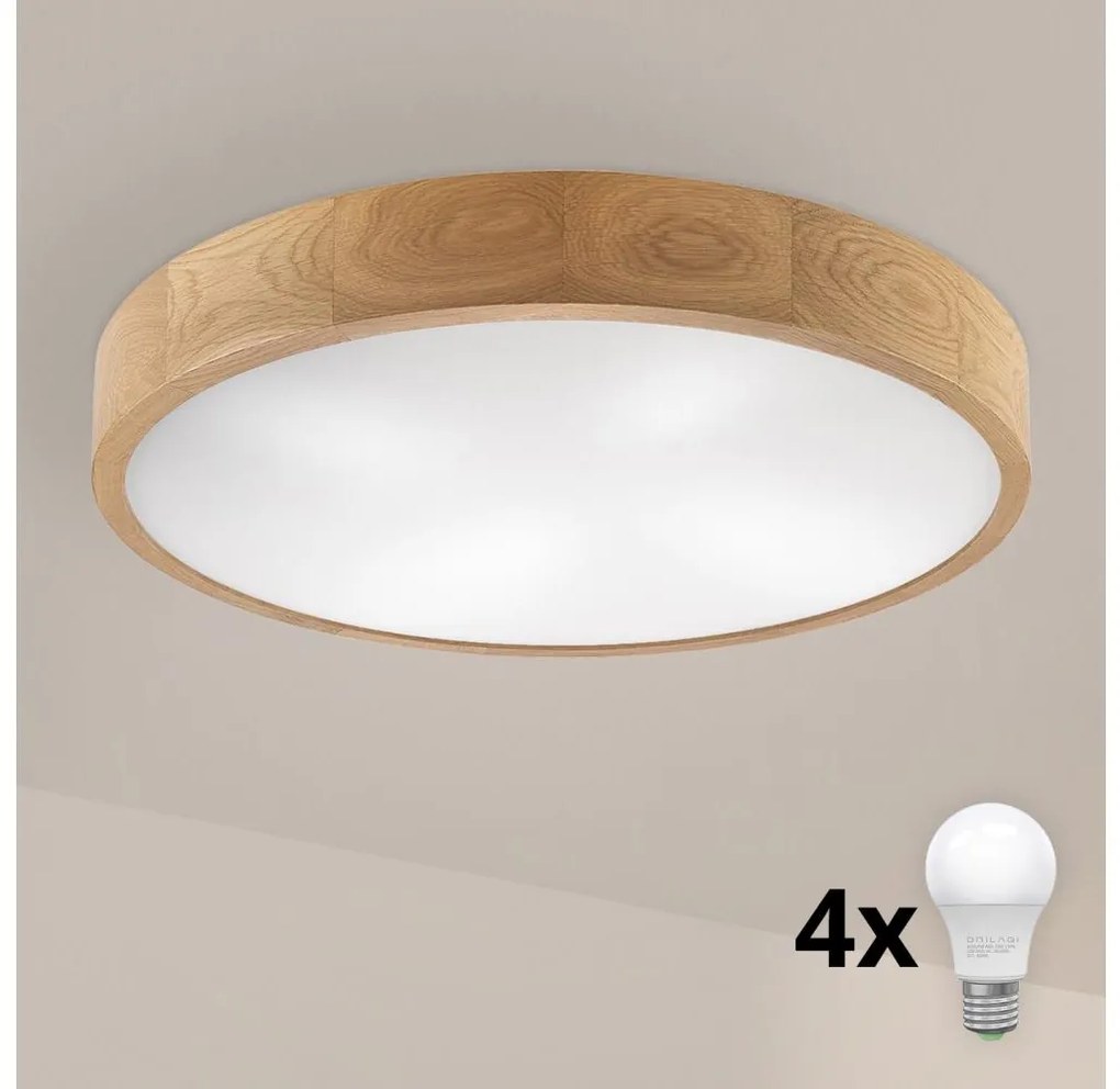 Brilagi - Plafoniera LED CARVALHO 4xE27/60W/230V rovere Ø 57,5 cm