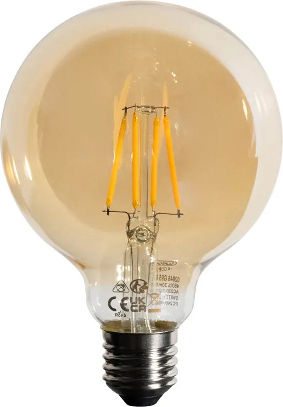 Set da 5 Lampadine LED E27 dimmerabili a 3 fasi Oro G95 4W 450 lm 2700K