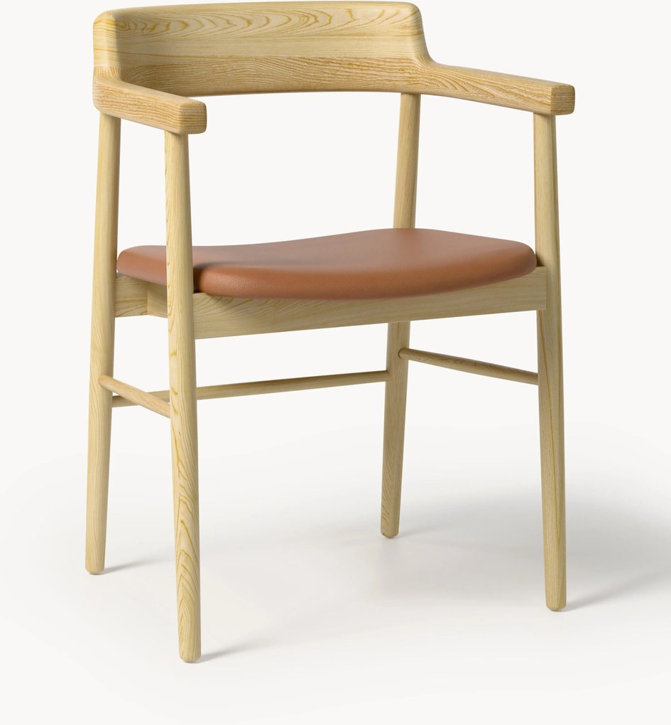 Sedia da pranzo in legno di quercia con braccioli Bohr