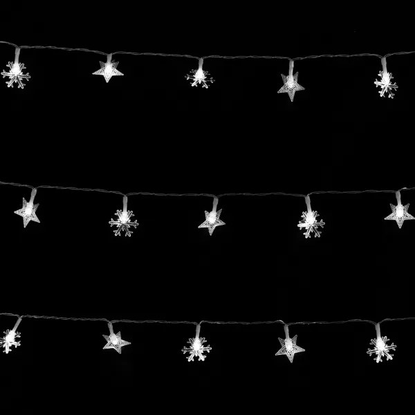Aigostar - Catena luminosa natalizia LED per esterni 25 LED/8 funzioni 3xAA 2,5 m IP44 bianco freddo