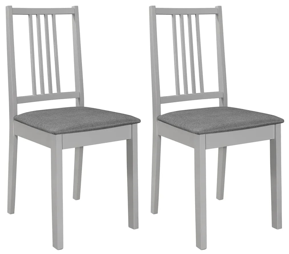 Sedie Da Pranzo Con Cuscini 2 Pz Grigie İn Legno Massello /
