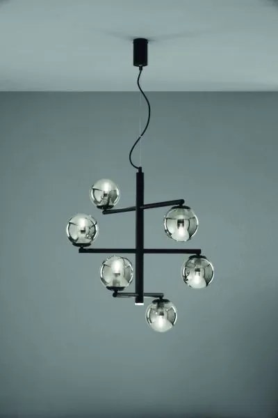 Lampadario sospeso gizah 6 luci nero so.gizah-nero