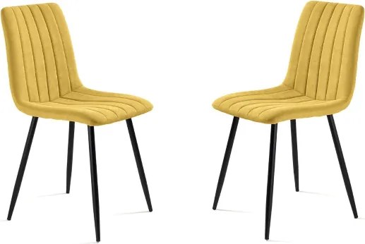 Sedia da pranzo in tessuto Giallo gambe metallo nere - KOLE 2 sedie
