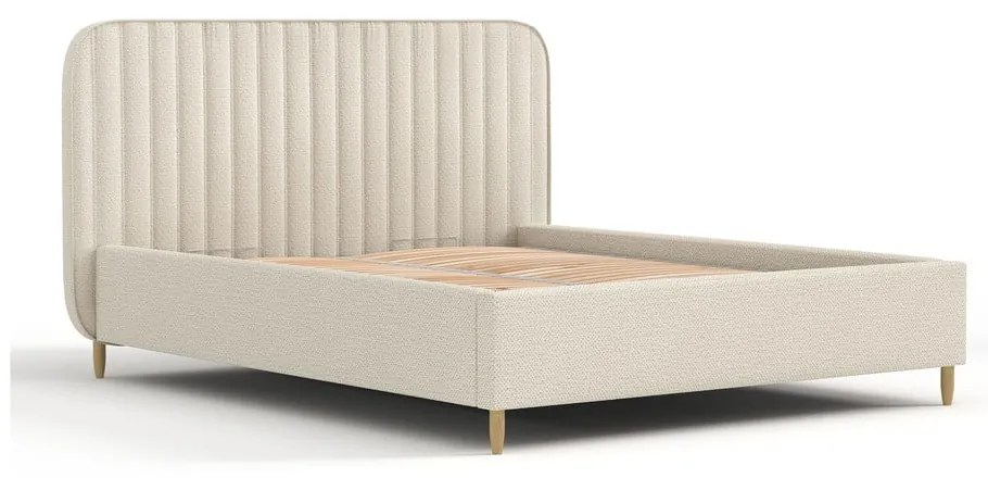 Letto matrimoniale imbottito beige con spazio contenitivo e rete 160x200 cm Noto - Maison de Rêve