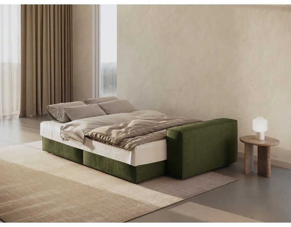 Divano letto verde scuro in tessuto bouclé 247 cm Jodie - Micadoni Home