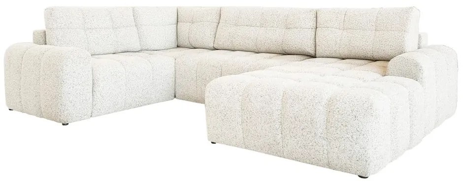 Divano angolare componibile color crema allungabile/con contenitore (con penisola a sinistra) Lulu – Miuform