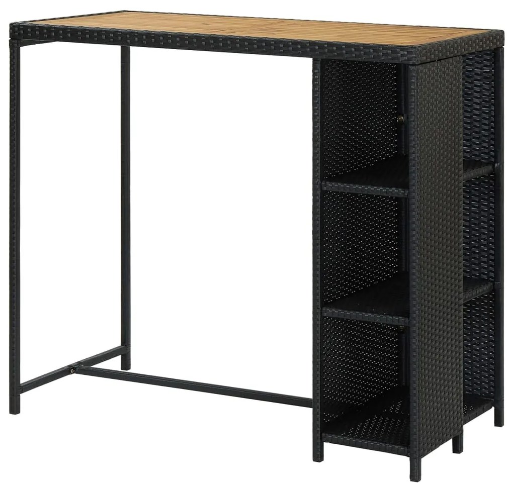 Tavolo da bar con ripiani nero 120x60x110 cm in polyrattan