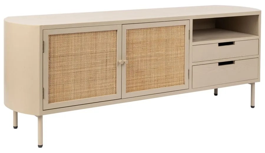 Tavolo TV in rattan crema 150x55 cm Amaya - White Label