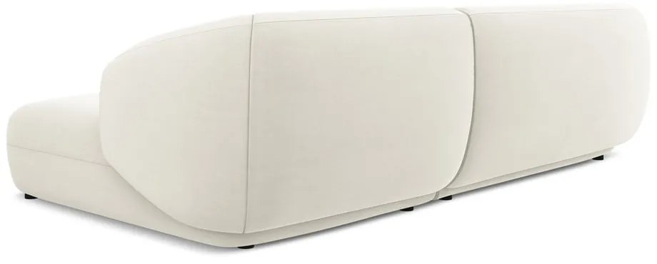 Divano angolare bianco (con penisola a destra) con rivestimento in velluto Moana – Makamii