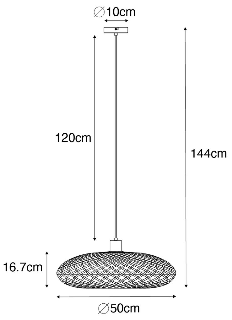 Lampada a sospensione orientale in bambù nero 50 cm - Ostrava