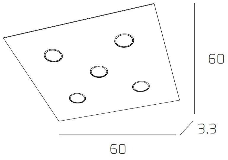 Plafoniera Moderna Quadrata Path Vetro Foglia Oro 5 Luci Gx53