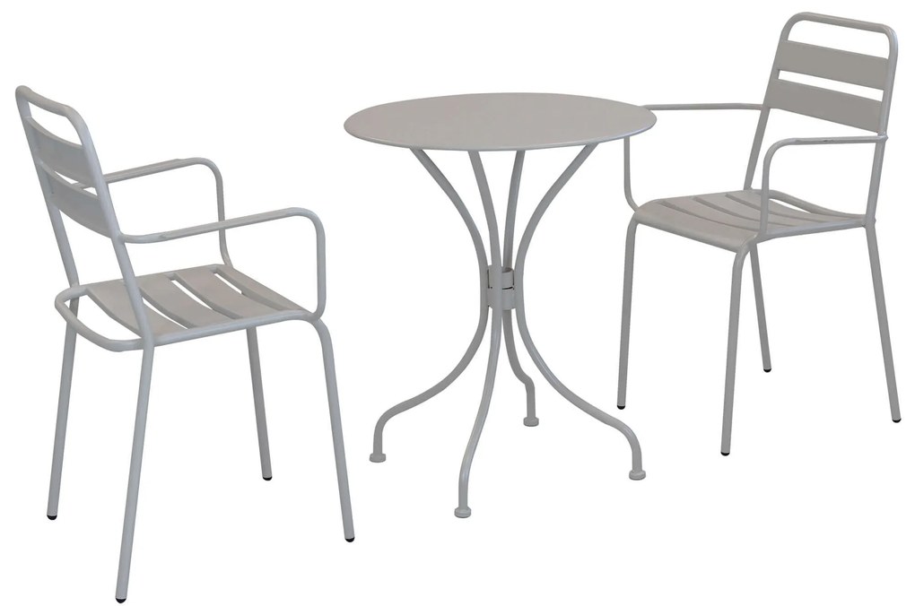 ROMANUS - set tavolo in metallo cm Ø 60 x 71h con 2 poltrone Romanus