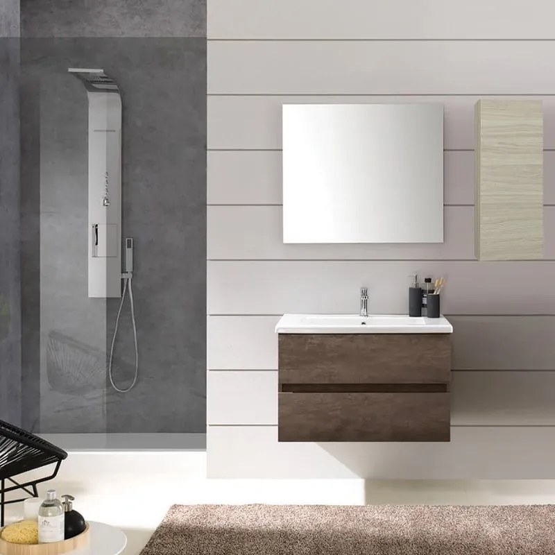 Pensile bagno Kora olmo rousseau, 1 anta apertura da sinistra P 18 x L 30 x H 70 cm