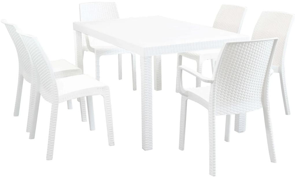 CALIGOLA - set tavolo in alluminio e teak cm 150 x 90 x 74 h con 4 sedie e 2 poltrone Alma