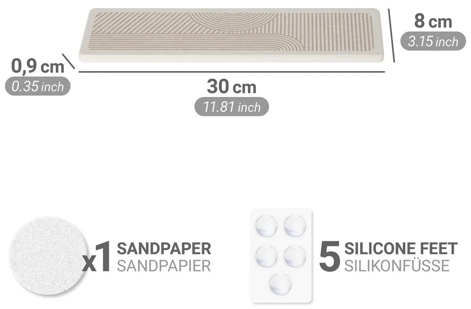 Tappetino scolapiatti beige in diatomite 30x8 cm Damon – Wenko