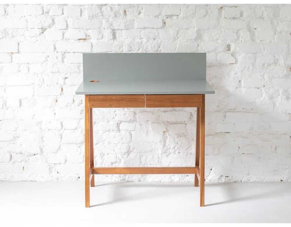 Scrivania grigia con base in frassino, lunghezza 85 cm Luka Oak - Ragaba