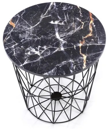 Tavolino HARISSA 41x42 cm nero/nero marmor decor