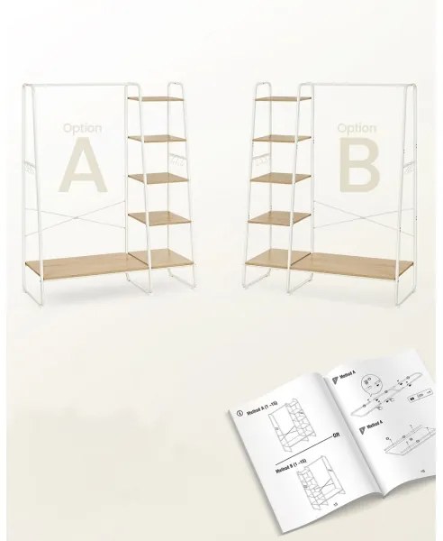 Appendiabiti da terra LINEA bianco/marrone