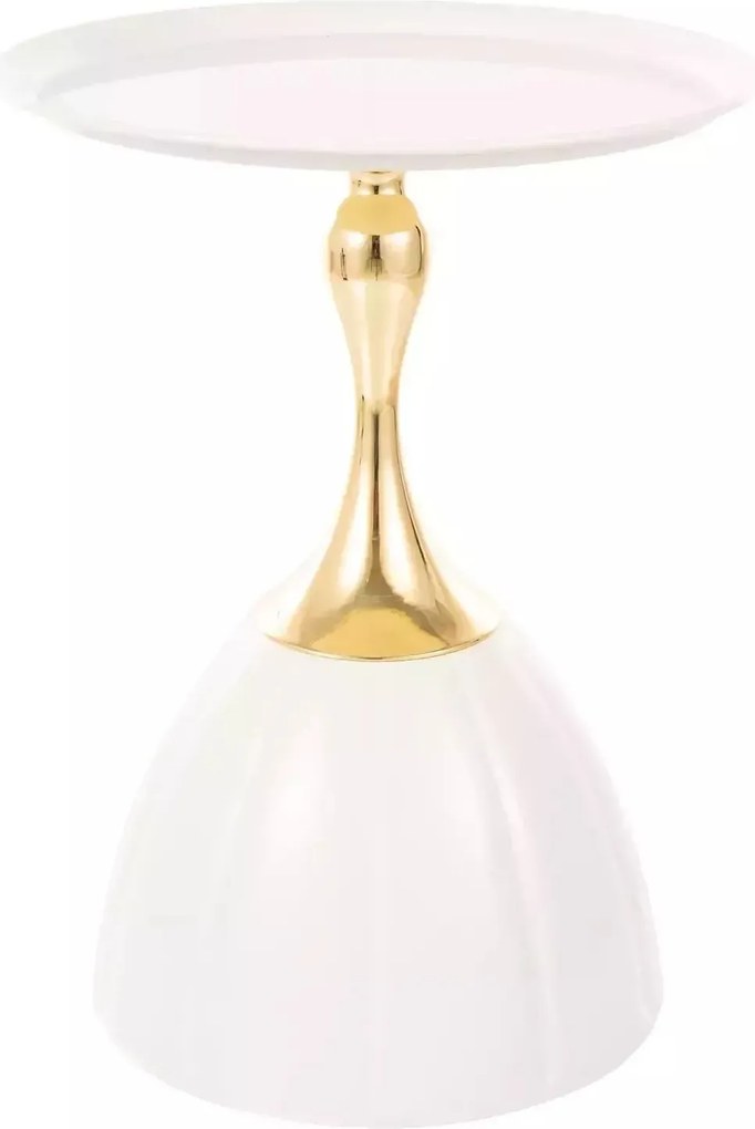 Tavolino Piana bianco e oro – Ø38x50 cm