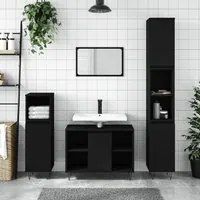 Set Mobili da Bagno 3 pz Nero in Legno Multistrato 3190300